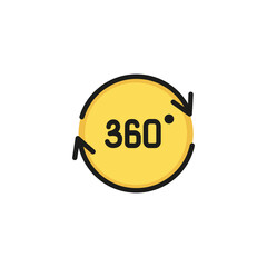 Three hundred and sixty degree line icon. Angle, circle, rotation. Virtual reality concept. Vector illustration can be used for topics like simulation, augmented reality, gaming
