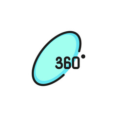Three hundred and sixty degree view line icon. Geometry, math, circle. Video game concept. Vector illustration can be used for topics like rotation, panorama, virtual reality