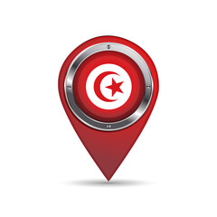 3D pin icon with Tunisia flag inside vector image 