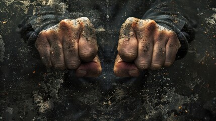 a person overcome with anger, their fists clenched and veins protruding 