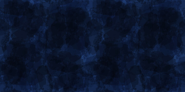 Watercolor seamless pattern. Vector cloud sky print. Blue transparent brush stains texture.