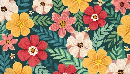 Firefly Lush floral pattern with vivid flowers and leaves, background for invitation, mother's day c (3)-topaz-denoise-enhance