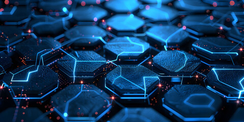 Obraz premium Hexagonal Digital Grid The Future of High-Tech Connectivity and Network Structures