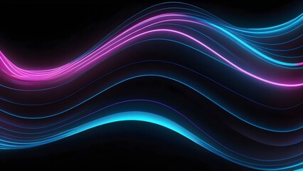 Obraz premium Dynamic abstract background with pink and blue glowing lines on a dark backdrop, highlighting wavy and smooth textures, ideal for creative projects, futuristic concepts and web design