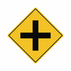 Obraz premium crossroad warning sign flat vector illustration