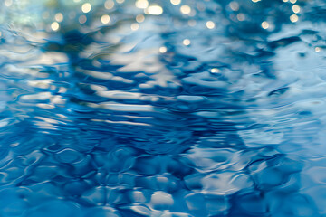 Reflection on glossy blue background