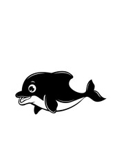 Cute Dolphin | Tropical Vibes | Underwater Sea Animal | Aquatic Mammal | Sea Creature | Whales | Marine life | Original Illustration | Vector and Clipart | Cutfifle and Stencil