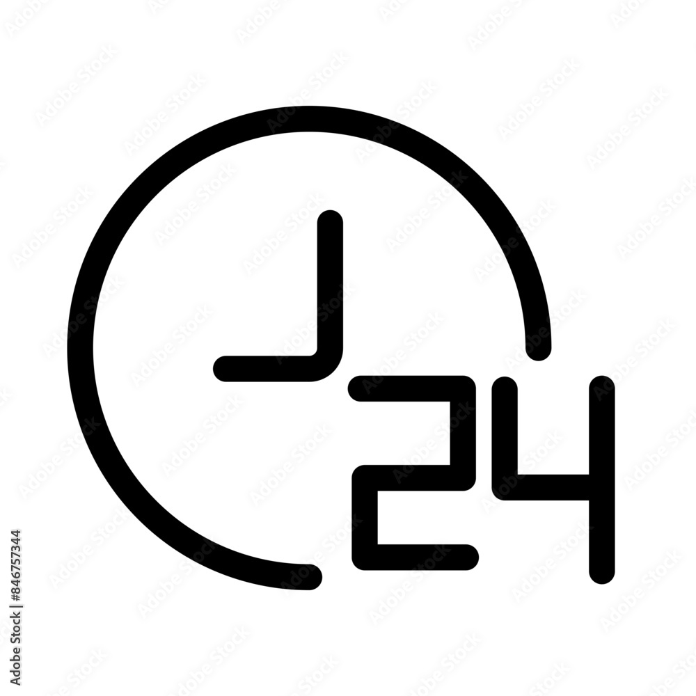 Poster 24 Hours Icon Ideal for Time Management and Service Availability