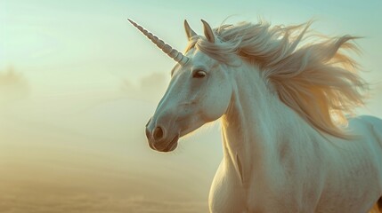 Obraz premium Beautiful White Horse with Flowing Mane and Tail, Full of Wonder and Magic