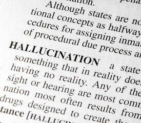 Obraz premium close up photo of the word hallucination 