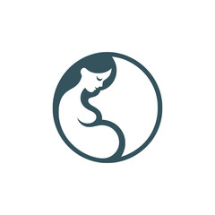 Fototapeta premium woman pregnant nature logo vector illustration template design