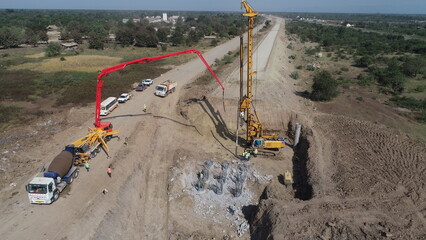 bridge construction with concrete pump 