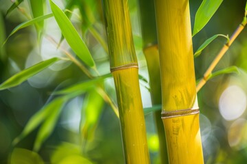 Obraz premium Close up of vibrant green bamboo stalks, highlighting intricate texture and natural allure