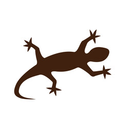 Lizard Silhouette Isolated on White. Tropical animals and amphibians concept vector