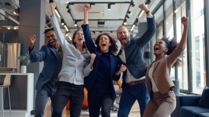 Obraz premium A team celebrating success