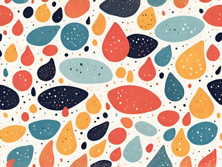 abstract childish Cute Hand drawn ink different sizes colorful drops rough edges white background