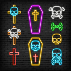 Halloween Neon Scull & Coffin