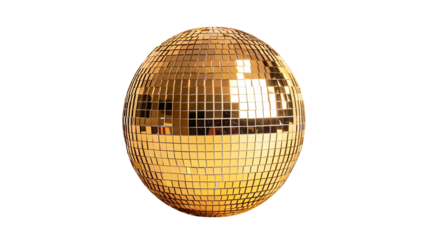 Yellow disco ball on a transparent background