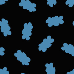 Seamless Clouds on Black Background. Floating Clouds. Seamless Pattern with Blue Cloud.