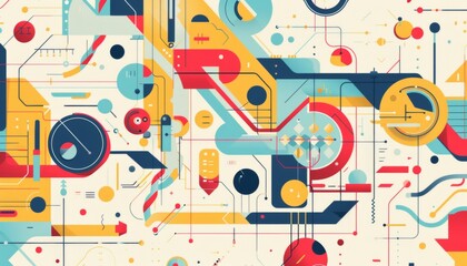 Obraz premium simple flat illustration business line pattern