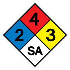 NFPA Diamond 704 2-4-3 SA Symbol Sign, Vector Illustration, Isolate On White Background Label. EPS10