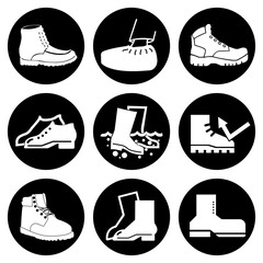 Foot Protection Set Symbol Sign,Vector Illustration, Isolated On White Background Label. EPS10
