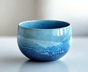 Blue Ceramic Bowl on Table