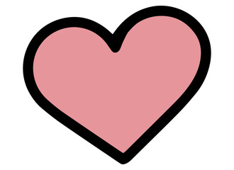 Pink Heart. Symbol of Love and Valentines Day. Flat Black and Pink Icon Isolated on White Background.