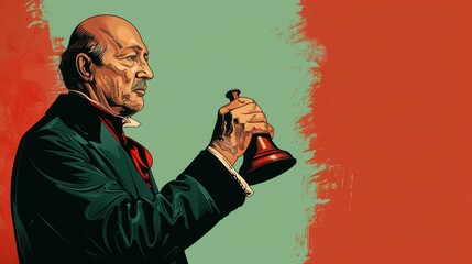 Illustration of Miguel Hidalgo Y Costilla ringing a bell