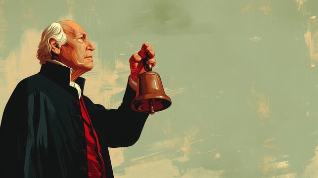 Illustration of Miguel Hidalgo ringing a bell