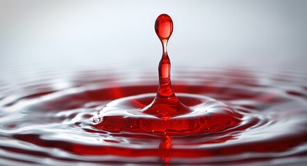 Striking Red Drop Splashing in Water