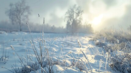 winter road, covered with snow on sunny day
