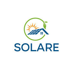 a white sign that says solar panel logo 