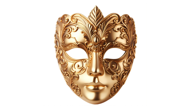 Golden mask transparant background,png ai generative