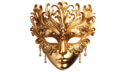Golden mask transparant background,png ai generative