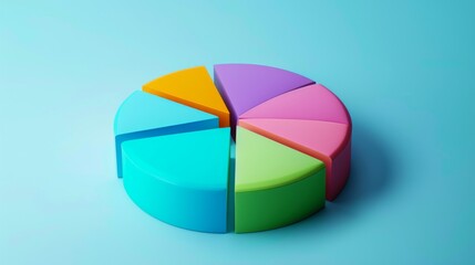 Obraz premium Colorful pie chart diagram illustrating market share percentages for various product categories.