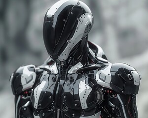 Fototapeta premium Futuristic armor with sleek design, metallic textures, hightech, digital rendering