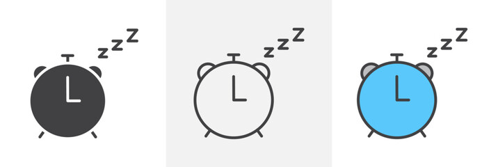 Nap Time Buzzer Alarm Icon Set. Sleep Schedule Feature Vector Symbol.