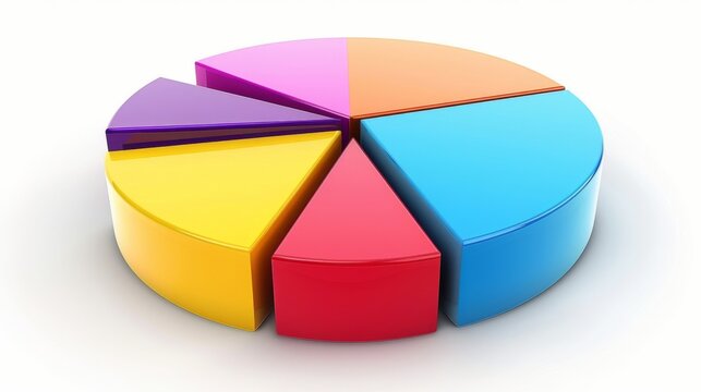 Colorful pie chart diagram representing global market share distribution for a specific industry. - Powered by Adobe
