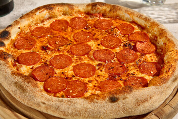 Pepperoni Pizza in Sunlit Summer Setting