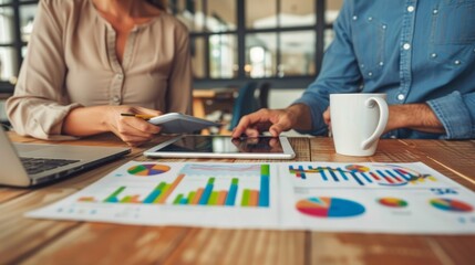 Fototapeta premium The team analyzing data charts