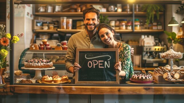 The happy bakery owners