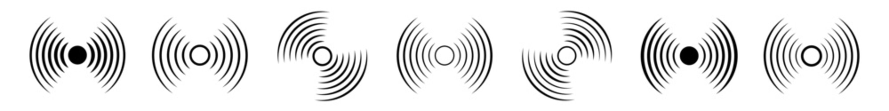 Set of wave circle radar icon. Circle connection, sonar sound waves icon set