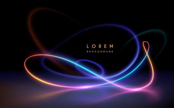 Neon lines with glow and reflections