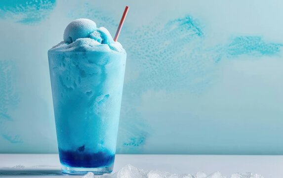 Refreshing Blue Slushie Drink with Ice