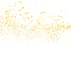 Banner with golden stars decoration. Festive border with falling glitter dust and stars.