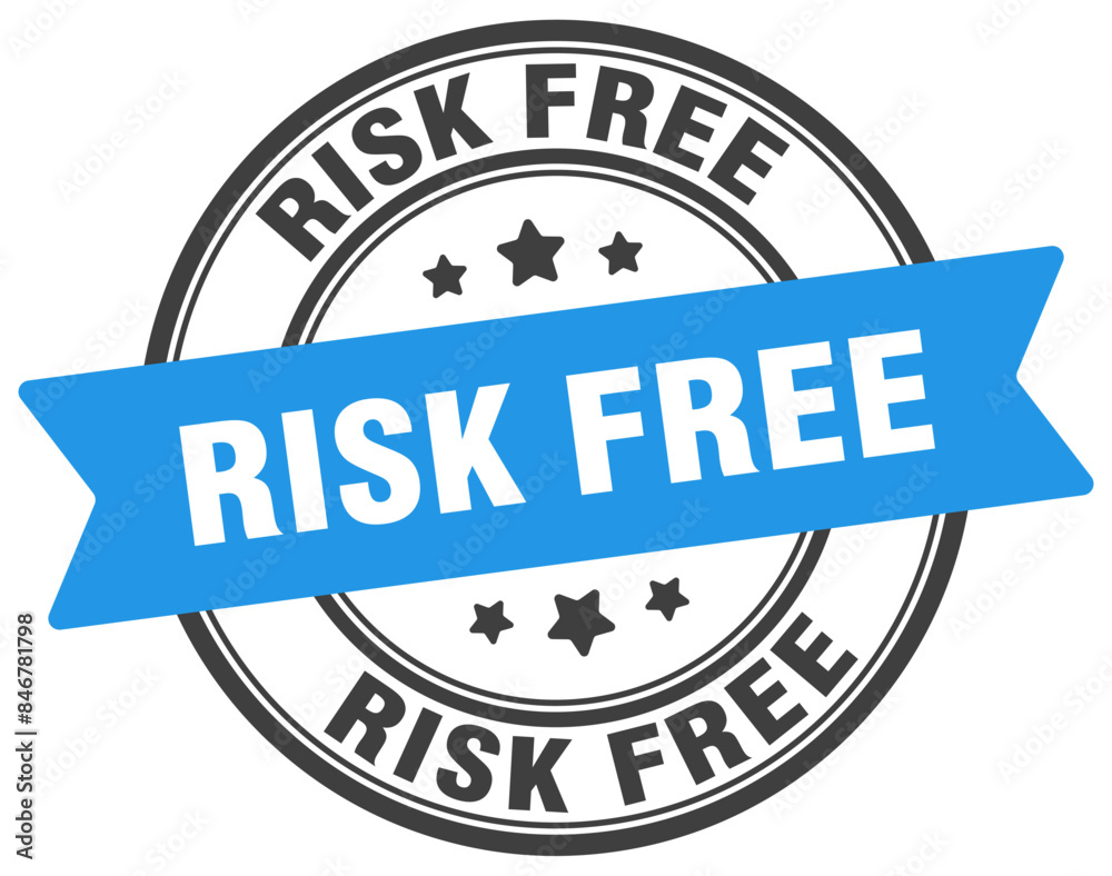 Wall mural risk free stamp. risk free label on transparent background. round sign