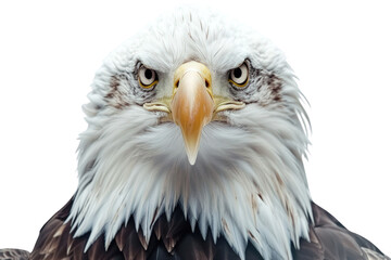 Large Eagle With Its Head Held High And Its Eyes Glaring At The Camera, Independence Day, 3D Render, Illustrations, Isolated On A Transparent Background.	