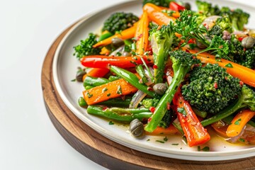 Colorful Bagna Cauda Vegetable Toss with Anchovies and Capers