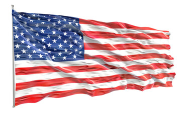 Fototapeta premium Large American Flag With Stars And Stripes, Independence Day, 3D Render, Illustrations, Isolated On A Transparent Background. 